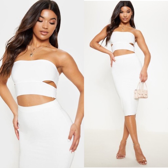 White Slinky Side Cut Out Bandeau - Picture 3 of 6